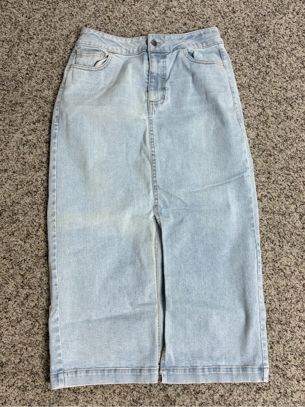 Velvet Heart Light Blue Straight Denim Midi Skirt